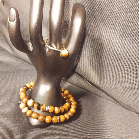 Tigers Eye wrap Bracelet and Ring Set - Picture 5 of 10
